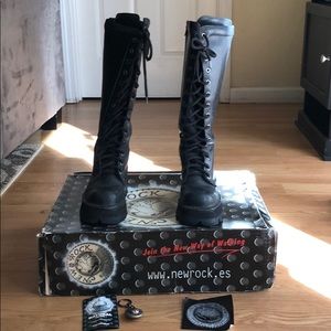 New Rock Stompy Leather Goth Boots